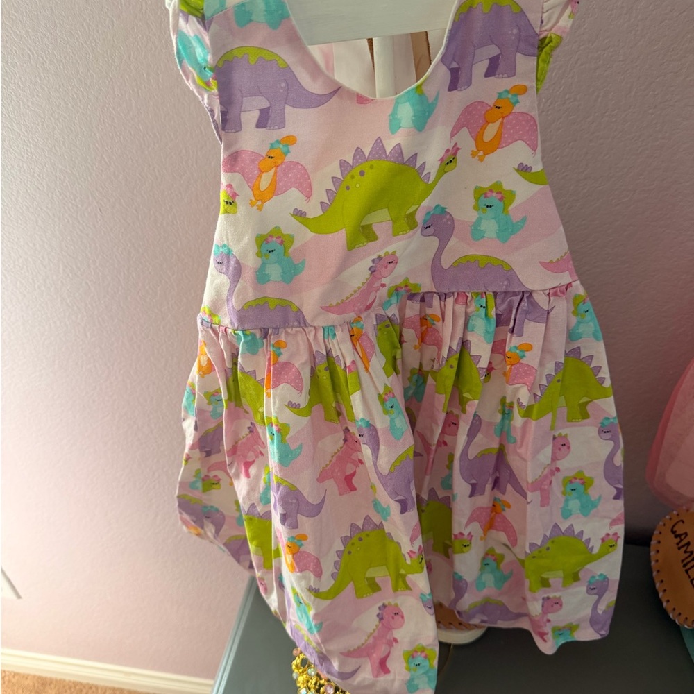 Dinosaur Print Kids Casual Dress